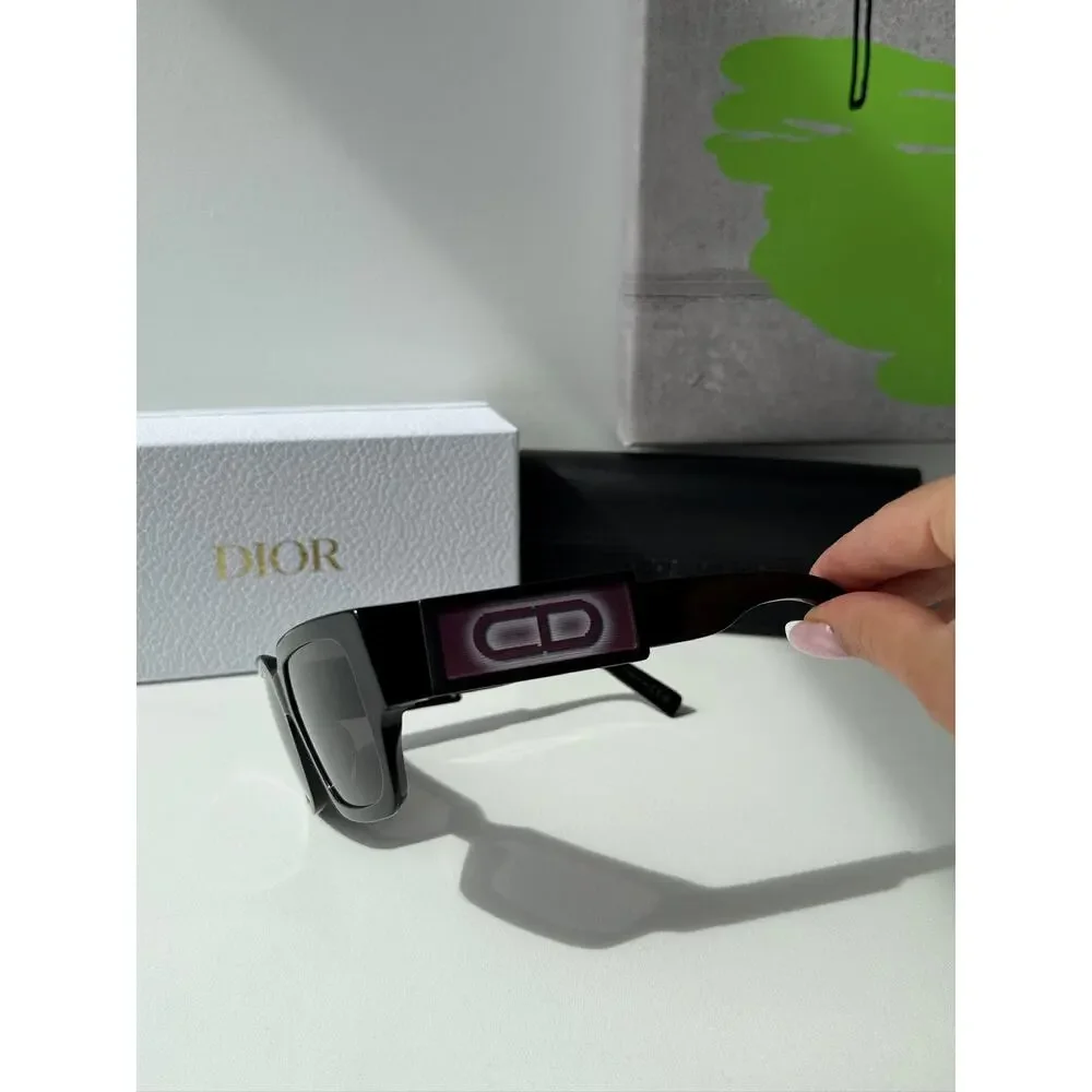 NEW Dior CD SU Sunglasses in Black Holographic Pink Logo - Picture 7 of 10
